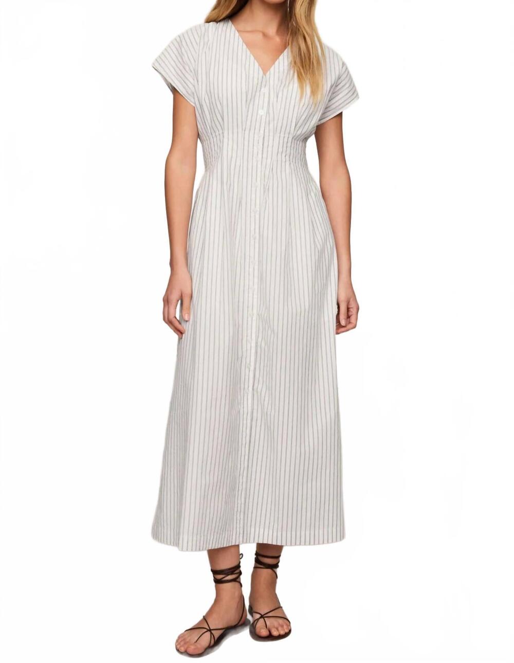 NEW Z SUPPLY sanna striped midi dress in white stripe